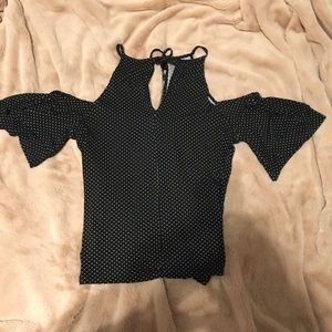 Polka dot key hole top